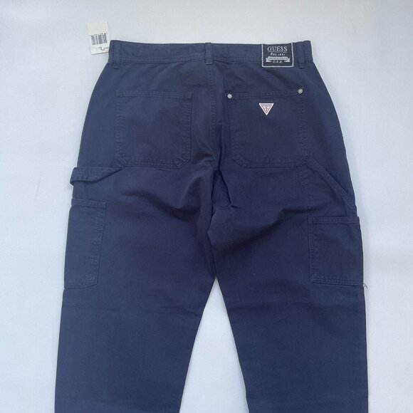 Guess Men’s Regular Tapered Carpenter Pants Relax Fit In Navy Blue Size 31 - Picture 9 of 12